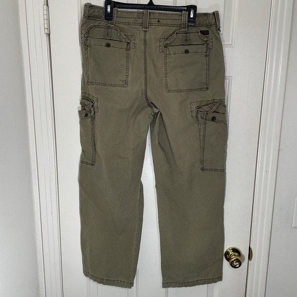 Old Navy Cargo Pants Mens 33x30 Green Baggy Military Paratrooper Surplus Vintage - Picture 3 of 8